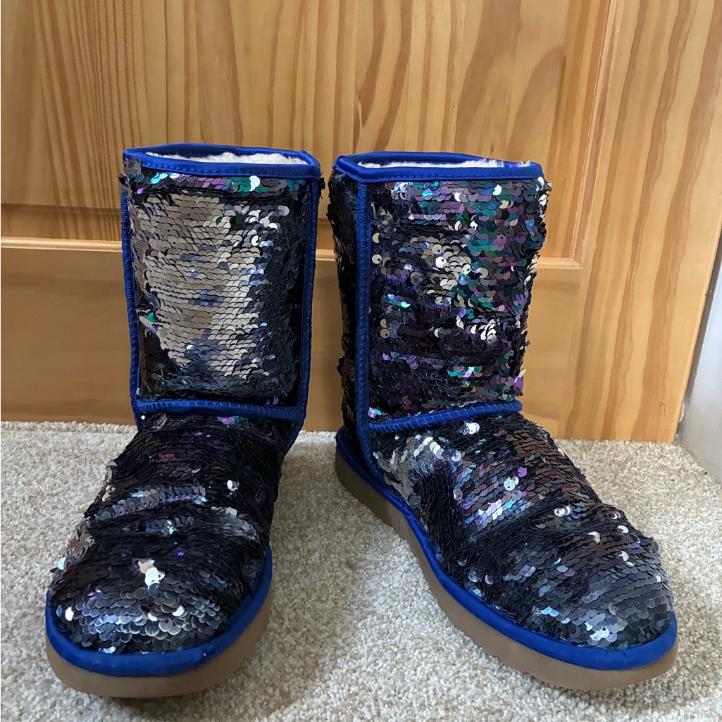 Ugg Blue Sequin Women's Boots Size Medium